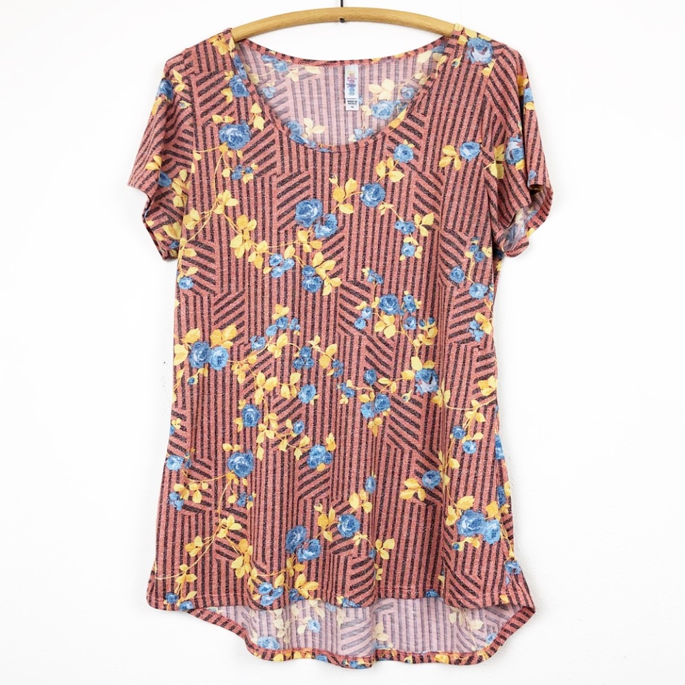 Lularoe Women’s floral stripe high low shirt